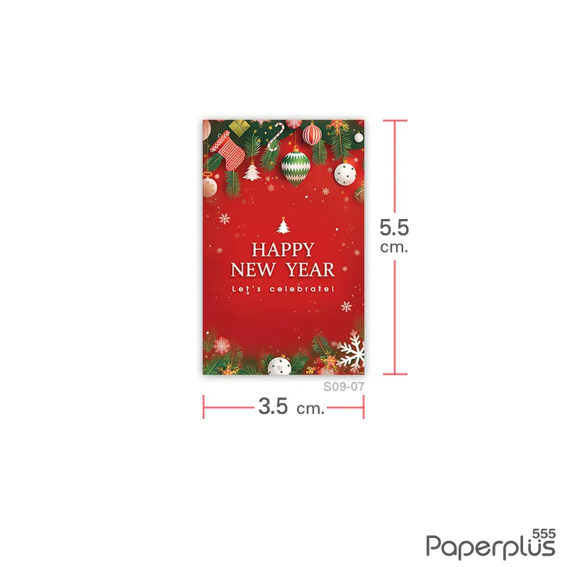 S09-NY-07 สติ๊กเกอร์ปีใหม่ 3.5×5.5 ซม. NYบอลประดับ (32ดวง)