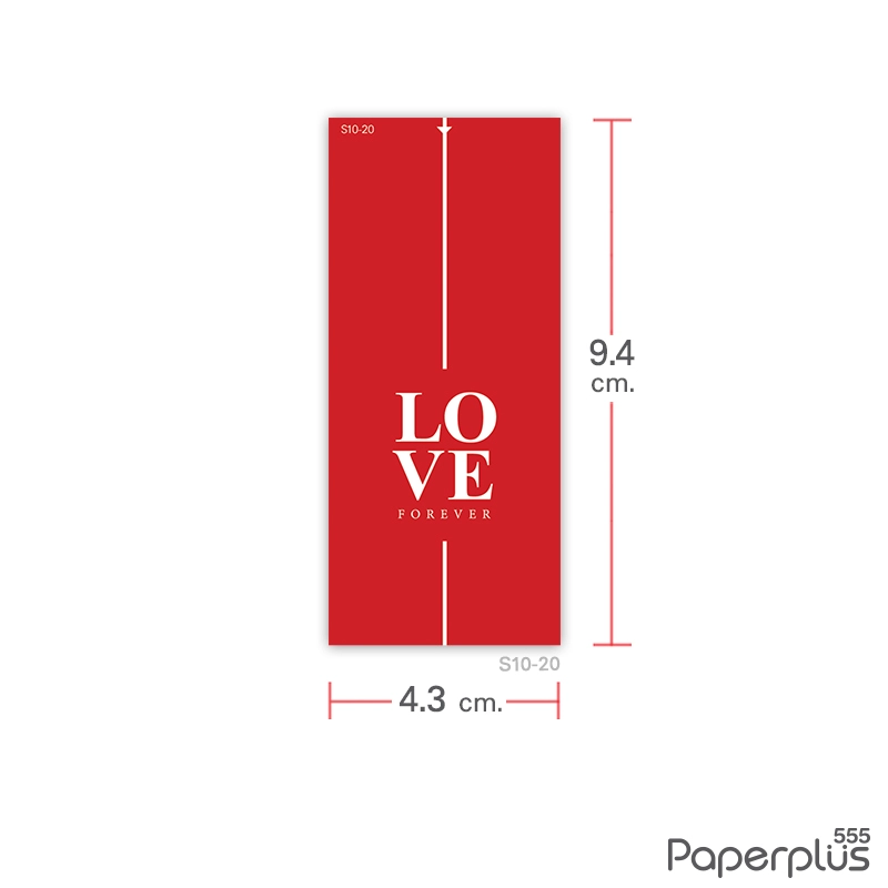 S10-LV-20 สติ๊กเกอร์ผืนผ้า 4.3×9.4 ซม. แดง Love Forever (18แผ่น)