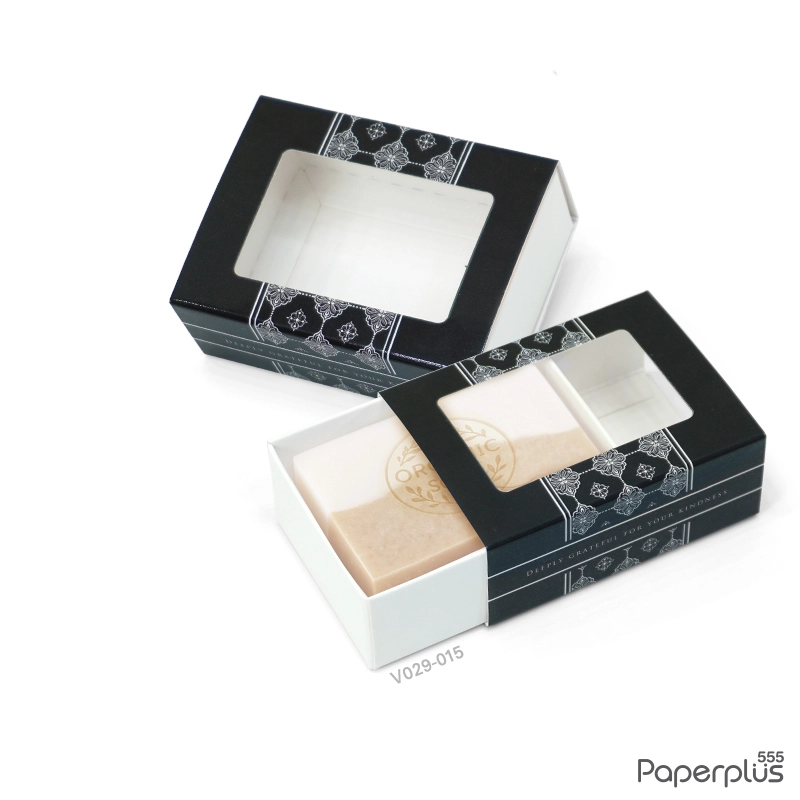 V029-015 กล่องฝาสไลด์ 5.5×7.5×2.6 ซม. ดำลายไทย หนา300แกรม(20กล่อง)