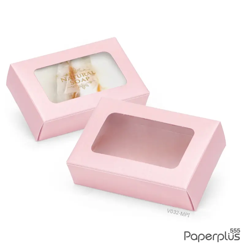 V032-MPI กล่อง 6×9×2.5 cm.เมทัลลิค สีชมพู หนา350แกรม (20กล่อง)
