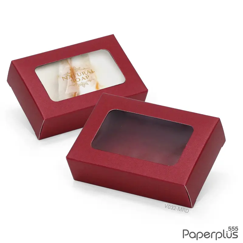 V032-MRD กล่อง 6×9×2.5 cm.เมทัลลิค สีแดง หนา350แกรม (20กล่อง)