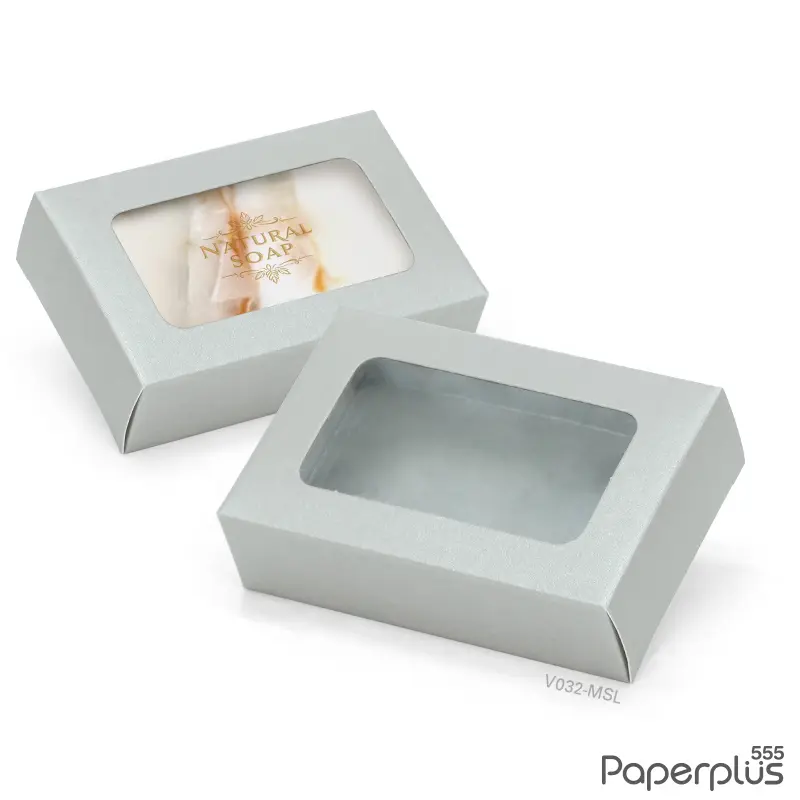 V032-MSL กล่อง 6×9×2.5 cm.เมทัลลิค สีเงิน หนา350แกรม (20กล่อง)