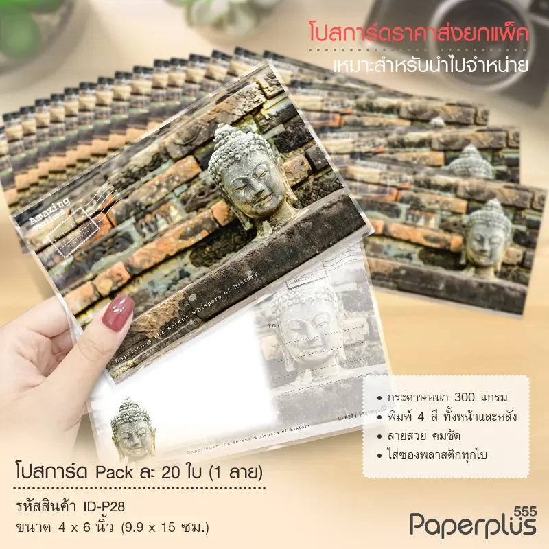 ID-P28 โปสการ์ด 4×6 นิ้ว ลายเศียรพระ (20ใบ)