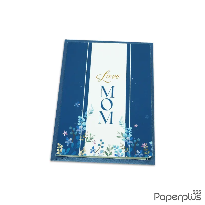 IB022-LM-0053 การ์ดวันแม่ 10.5×14.9 ซม. สีน้ำเงิน Love mom