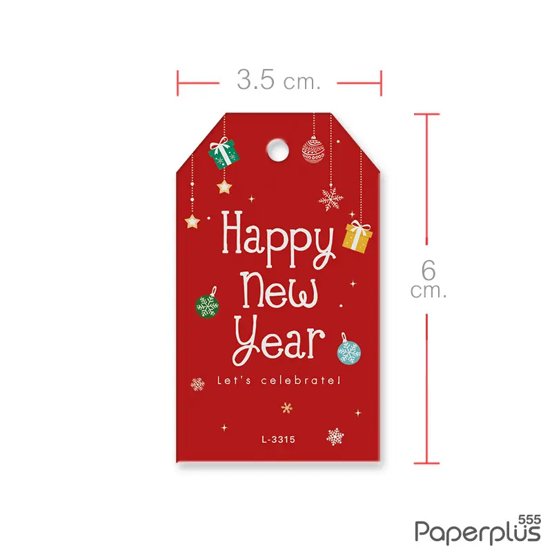 L-NY-3315 Tag ตัดมุม 3.5 × 6 cm. กล่องของขวัญ (50แผ่น)