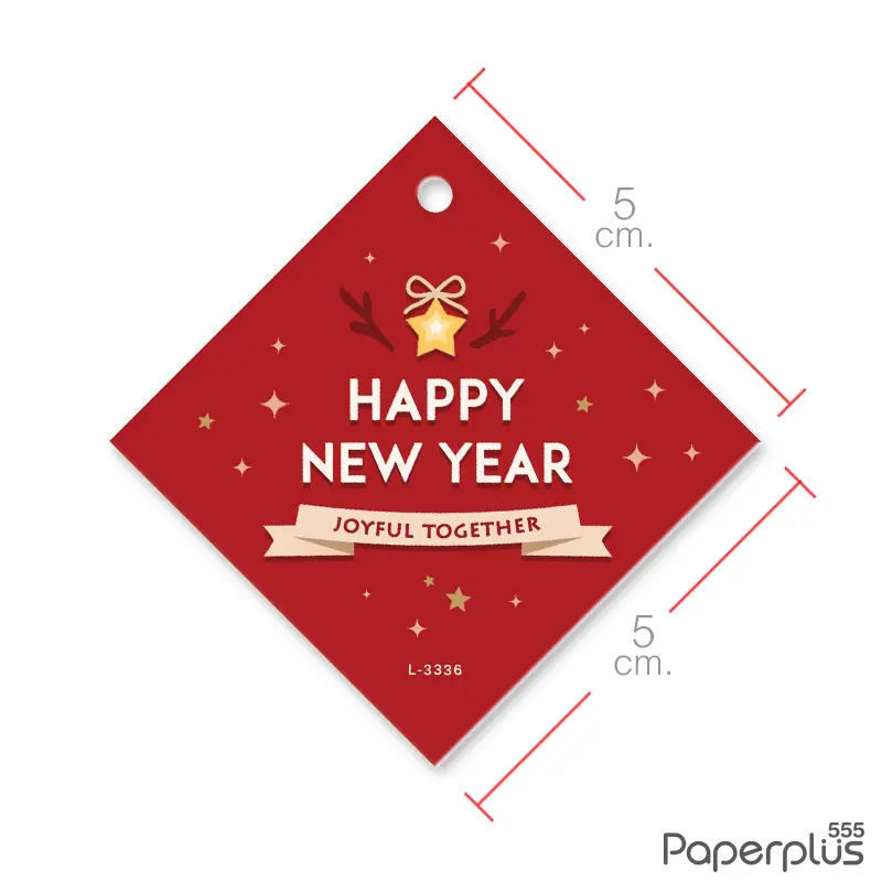 L-NY-3336 Tag จัตุรัส 5 × 5 cm. แดงเข้ม (50แผ่น)