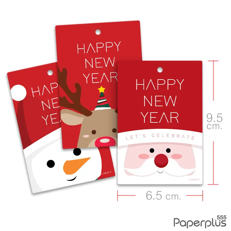 L-NY-3342 Tag ผืนผ้า 6.5 × 9.5 cm. HNY คละลาย (10แผ่น)