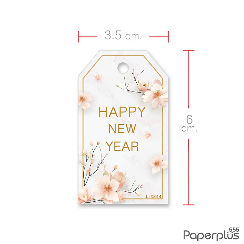 L-NY-3344 Tag ตัดมุม 3.5 × 6 cm.ลายดอกไม้โอลด์โรส (50แผ่น)